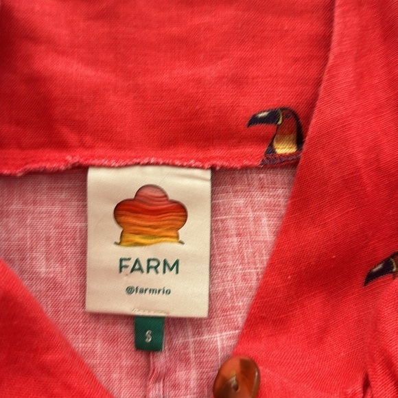 Farm Rio Red Linen Mini Dress Size S - Picture 6 of 7